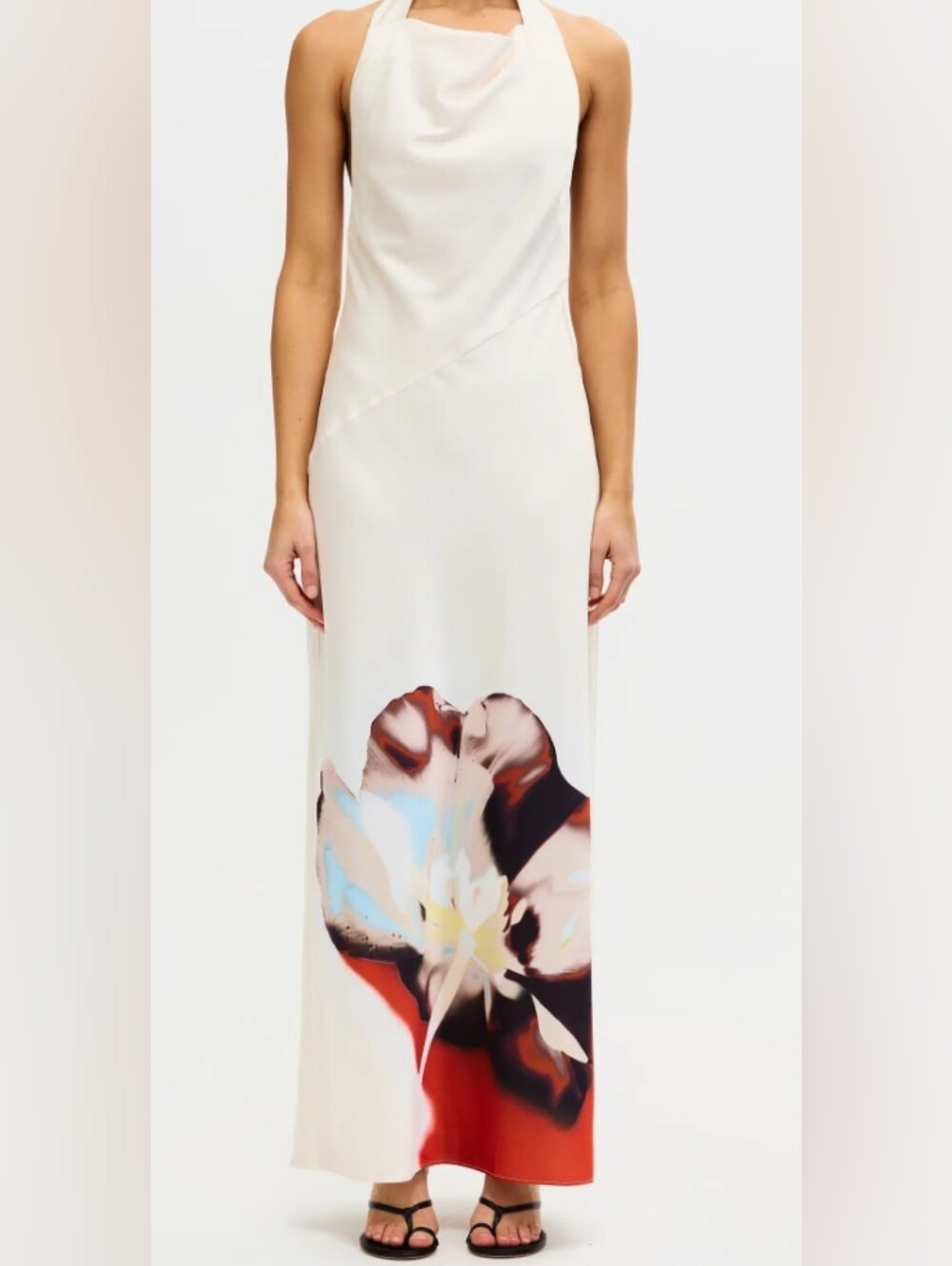 Significant Other Anastasia Placed Floral Satin Halter Maxi